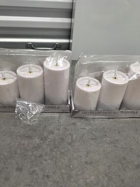LED Pillar Dust Glitter Candle Set - White
